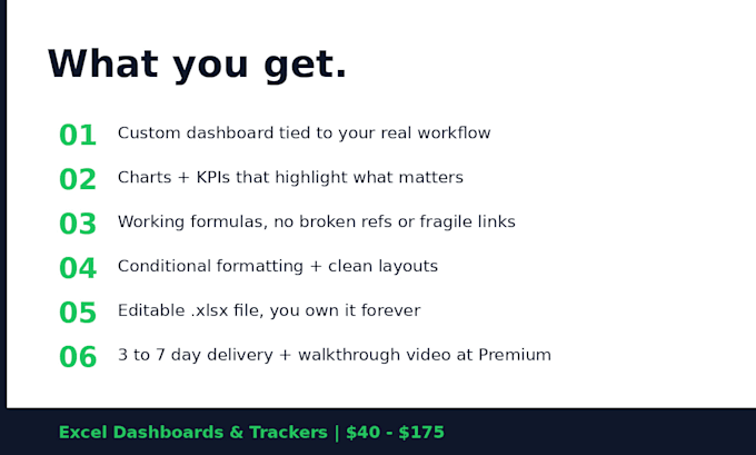 build a custom excel dashboard or business tracker