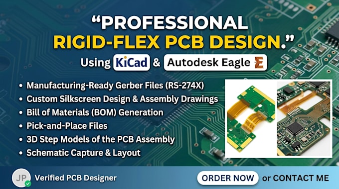 design rigid flex pcb in kicad eagle with silkscreen and gerber files