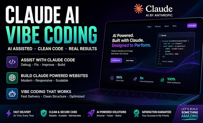 assist with claude code, vibe coding and build your claude powered website