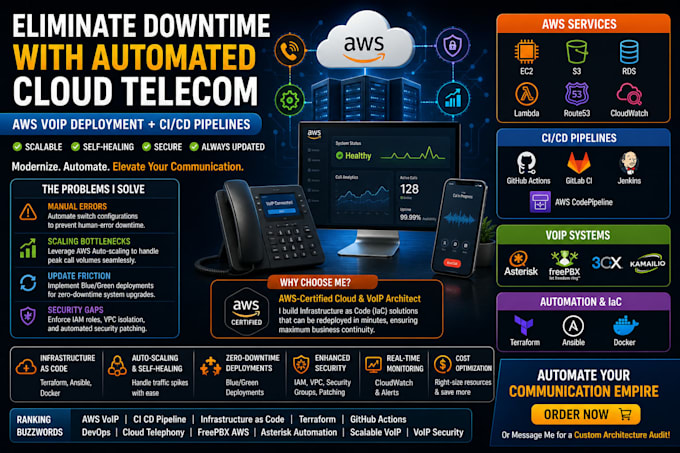 deploy voip system on AWS and setup ci cd pipeline