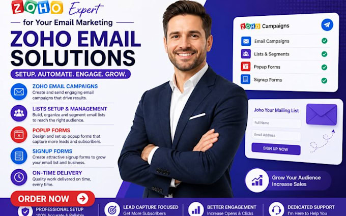 setup zoho email  campaigns lists popup forms signup forms