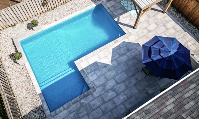 do backyard landscape design, pool 3d rendering, patio, outdoor, garden design