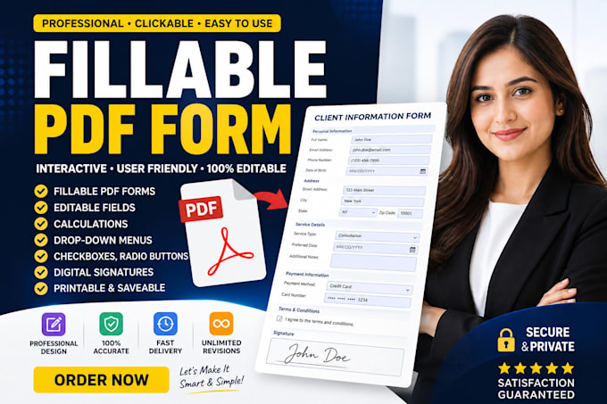 professionally create fillable PDF form in adobe acrobat, convert editable PDF