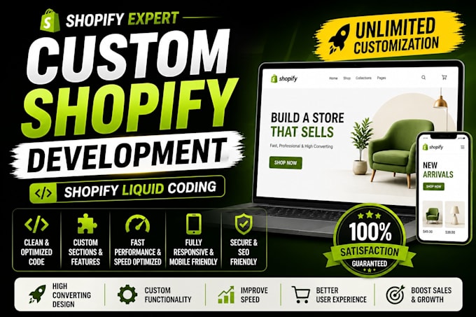 develop custom shopify themes and expert do shopify liquid coding HTML CSS bugs