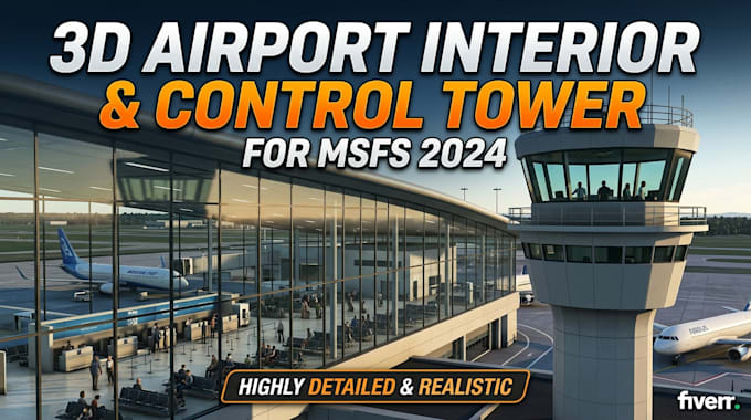 create 3d airport interior and control tower for msfs 2024