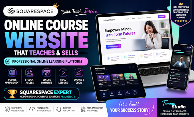 build squarespace website for online courses