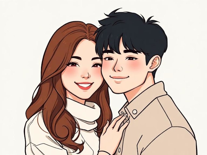 illustrate a fabulous couple portrait illustration