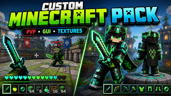 create custom minecraft resource pack, item texture pack, pvp, java or bedrock