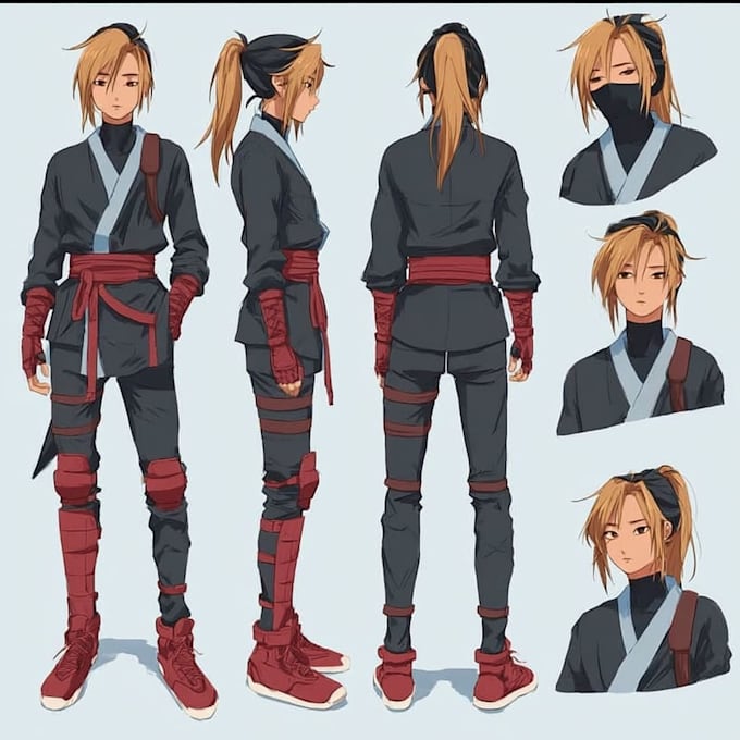 create anime expression sheet with multiple emotions