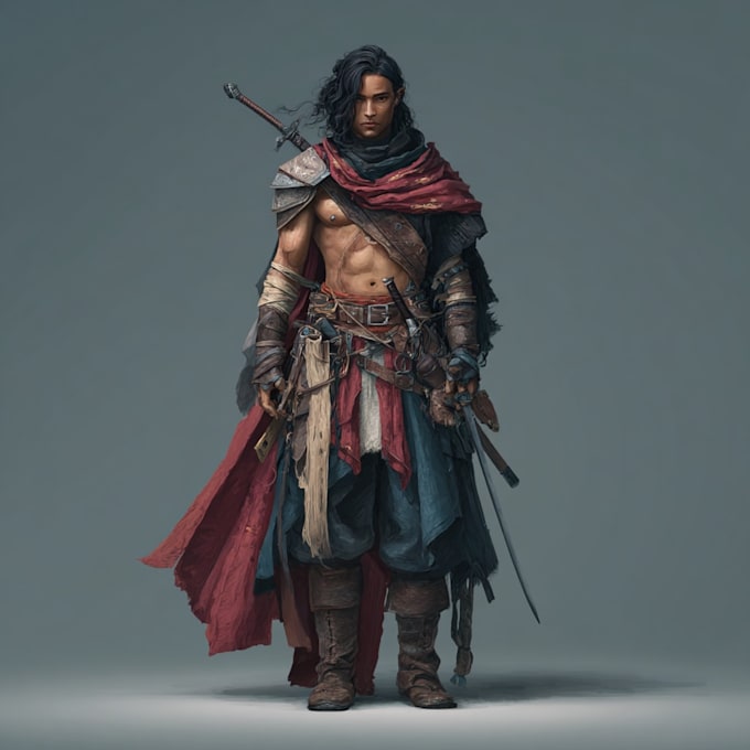 draw a fantasy character for dnd, pathfinder, etc