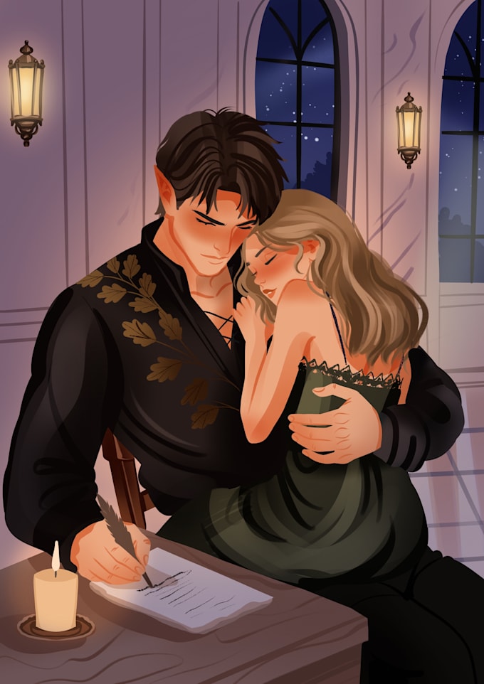 draw cover and romance illustration for novels