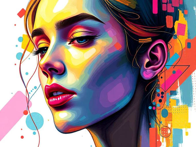 make awesome color abstract portrait for you