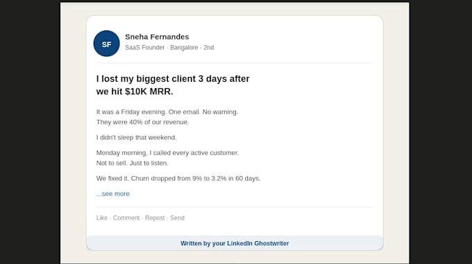 write linkedin posts for founders and executives that sound human