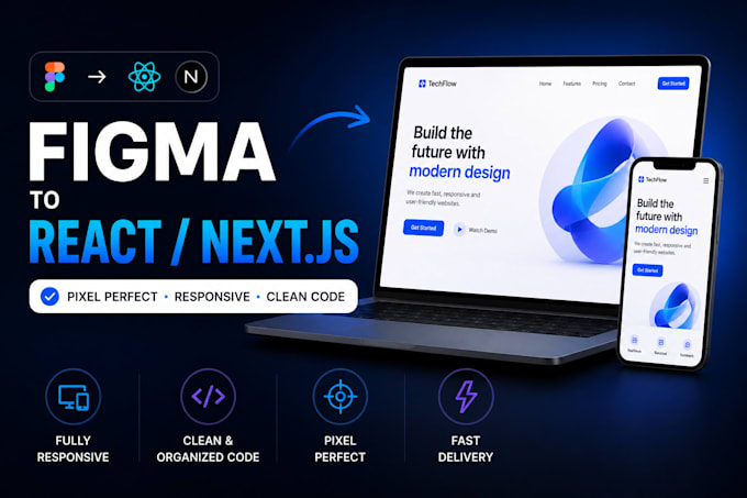 convert figma to responsive react or next js website