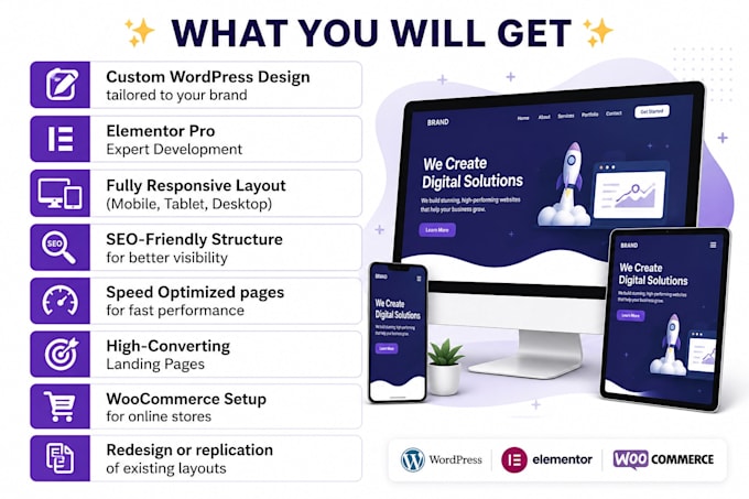 design and develop wordpress website or landing page with elementor pro
