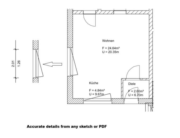 redraw your floor plan from PDF, sketch or image in cad