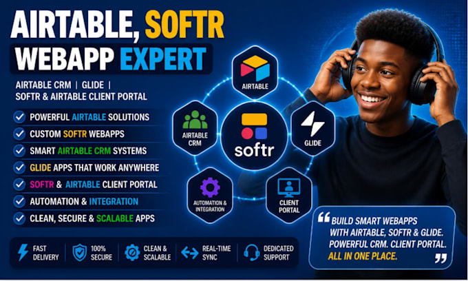 build  custom airtable CRM, softr web app, and client portal