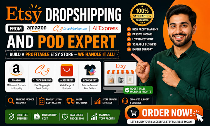 do etsy dropshipping from amazon, cj, aliexpress  pod expert
