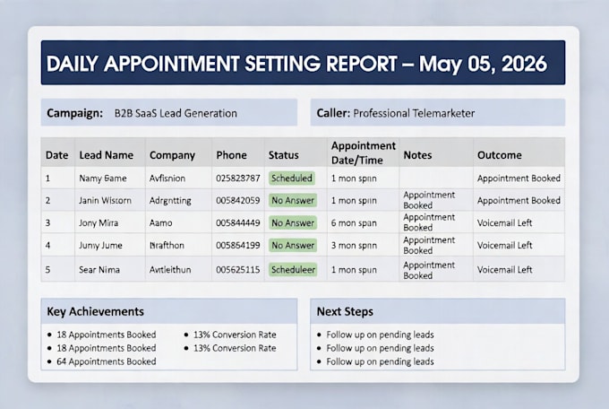 do b2b cold calling, appointment setter, call center setup