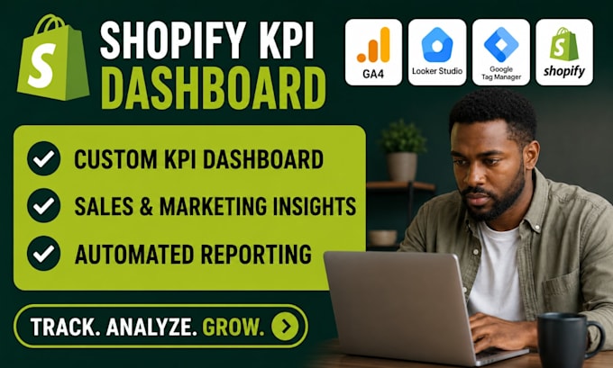 build shopify KPI dashboard ga4 looker studio analytics reporting google sheets