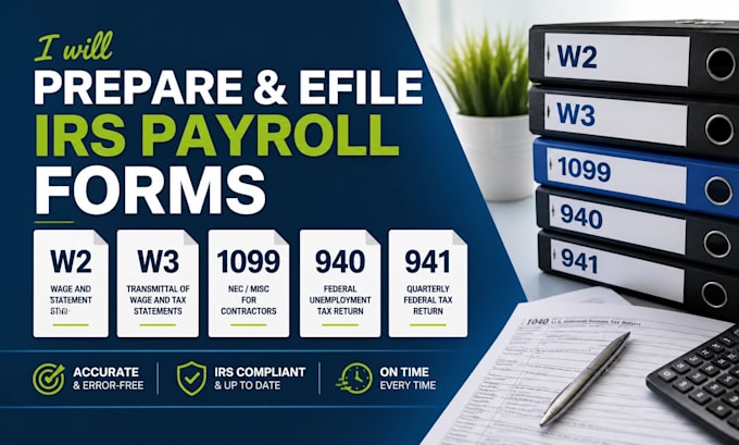 prepare and efile irs payroll forms w2, w3, 1099, 940 and 941