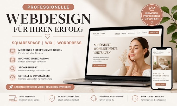 gestalte eine squarespace ,landingpage für ein med spa zur terminbuchung
