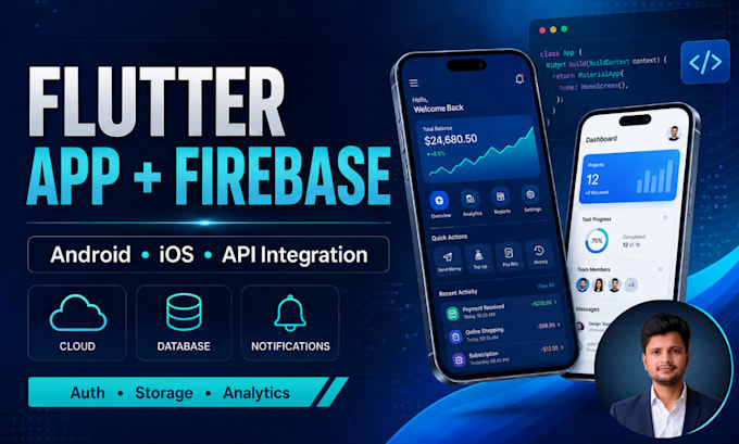 develop flutter android and ios app with firebase