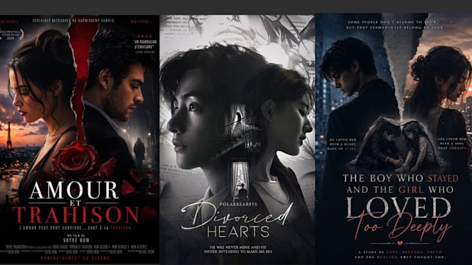 design movie poster, film poster podcast cover yearbook book cover