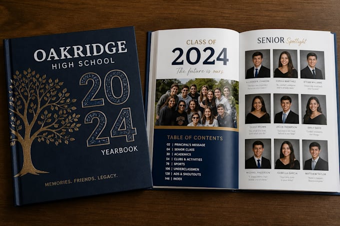 design magazine, yearbook, lookbook or memory book
