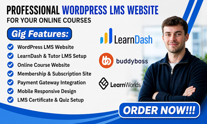 build wordpress lms website using learndash tutor lms pro or buddyboss