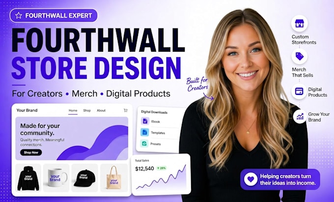 design fourth wall merch store set up for content creators, fourthwall website