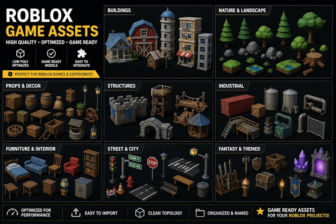 create high quality 3d environment, game ready scenes and props