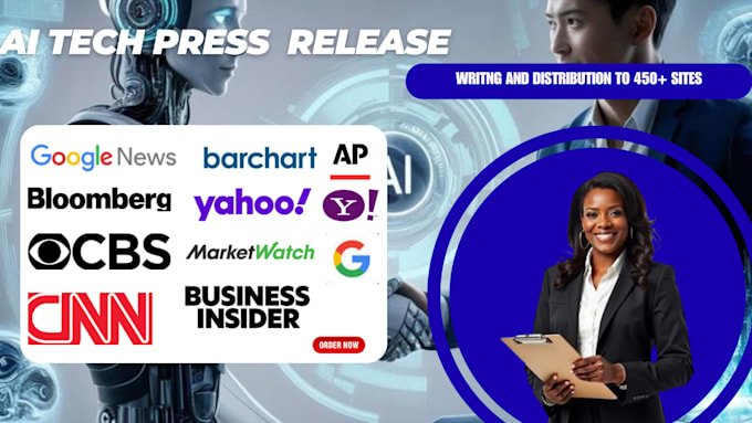 write and distribute ai tech press release to top media sites