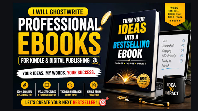 ghostwrite and write a professional ebook for kindle or digital publishing