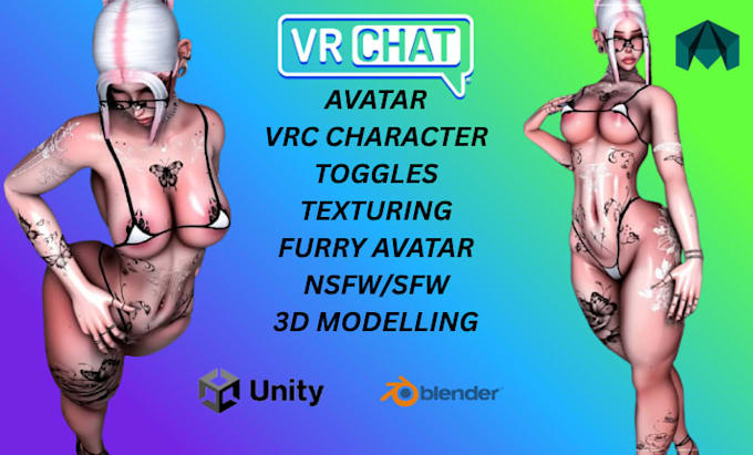 create a custom vrchat avatar, vr character, furry avatar, nsfw model
