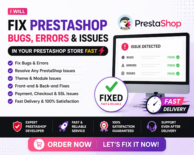 fix prestashop bugs, errors, and issues in your prestashop store fast