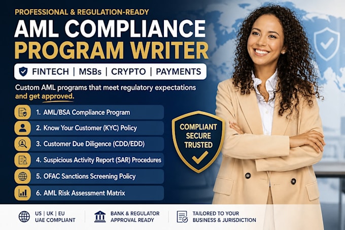 write your aml compliance program, kyc policy, and sar procedures