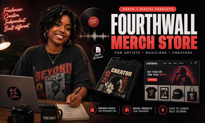 design fourth wall store, pod merch store, fourthwall print on demand store