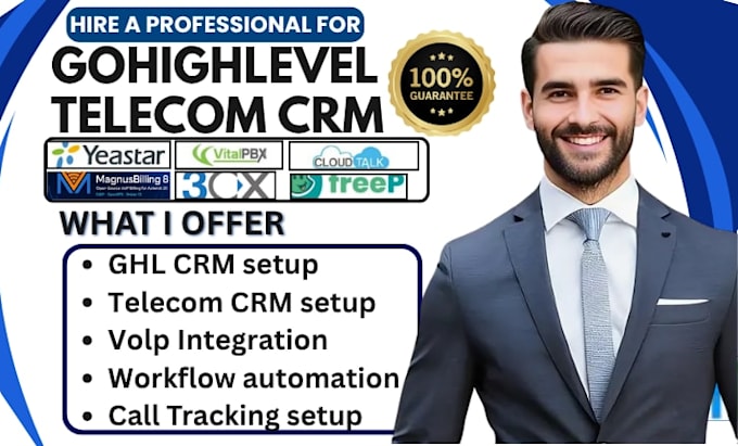 do telecom crm gohighlevel yeastar vitalpbx cloudtalk magnusbilling 3cx freepbx