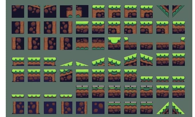 create pixel tileset game asset sprite sheet tile map for 2d game art