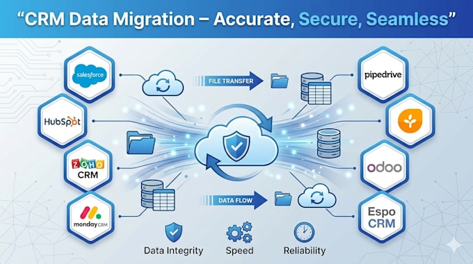 do data migration to salesforce, monday crm, hubspot crm, zoho, pipedrive, fresh
