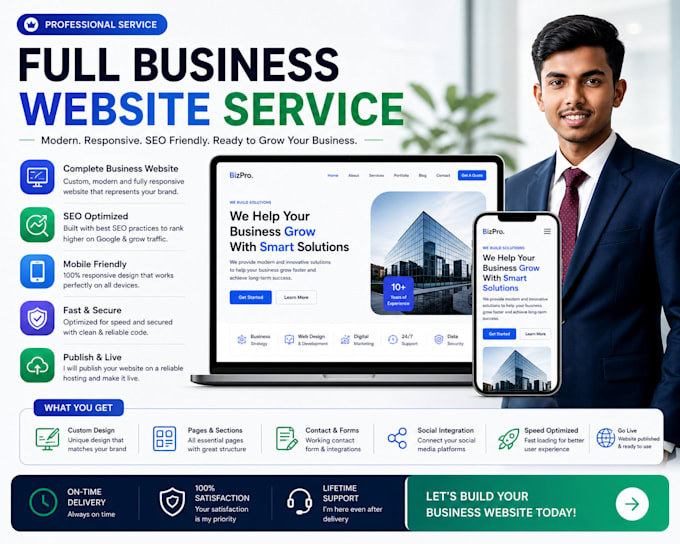 create professional ai business website and landing page