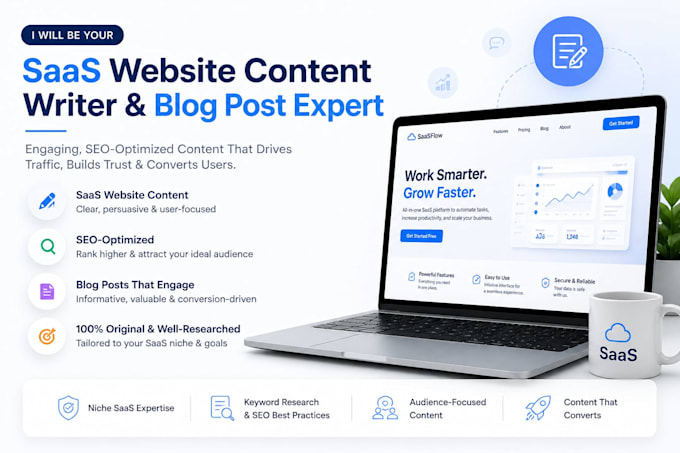 write SEO optimized saas website content and blog posts