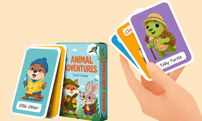 design kids learning flashcards memory card deck and box mockup