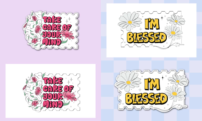 design cute affirmation sticker art with custom elements