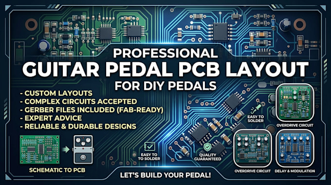 create professional guitar pedal pcb layout for DIY pedals
