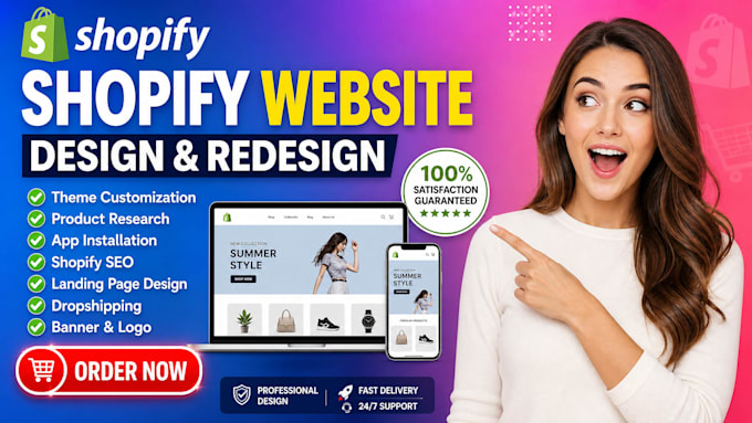 design profitable shopify website , dropshipping store, shopify store redisign