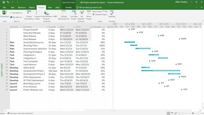 create a professional project schedule in primavera p6 or ms project