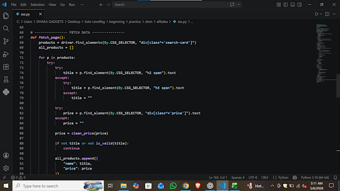 scrape any website e commerce data and extract API data using python