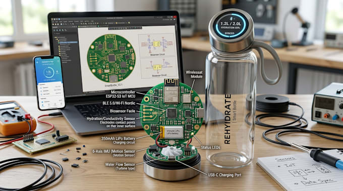 create smart bottle pcb with biosensor iot and smart device design